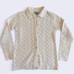 Vintage Kenneth Too Cream/White Knit Button Cardigan